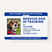 Badge Service Dog In Training ID Blue Photo personnalisé (Devant)