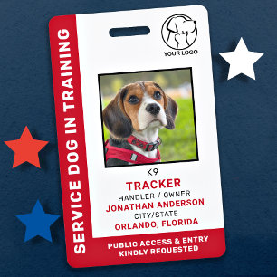 Badge Service Dog In Training ID Photo Logo Personnalisé