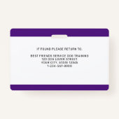 Badge Service Dog In Training - ID photo personnalisé (Dos)