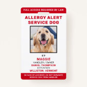 Badge Service personnalisé Chien Allergy Alerte Chien Ph (Devant)