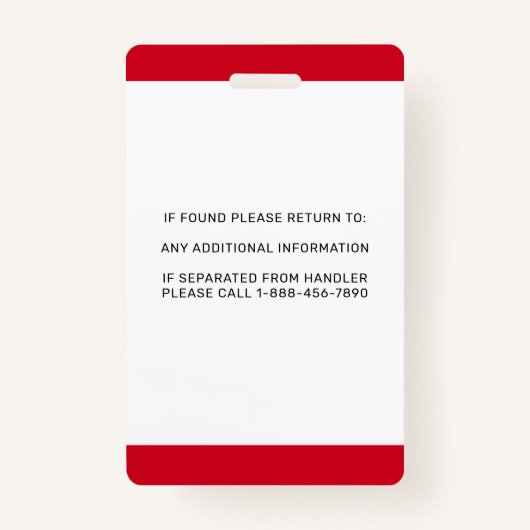 Badge Service Personnalisé Chien de Saisie Alerte Chien (Dos)