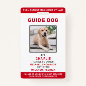 Badge Service personnalisé Chien guide Chien de service  (Devant)