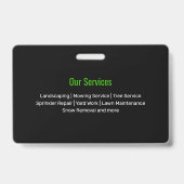 Badge Service professionnel d'entretien de pelouse vert (Arrière)