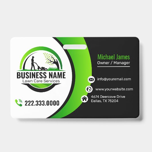 Badge Service professionnel d'entretien de pelouse vert (Avant)