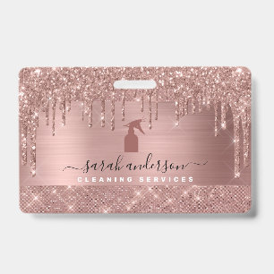 Badge Services de nettoyage chic en or rose