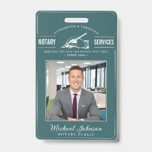 Badge Services de notaire Vintage Professionnel Teal Per (Avant)