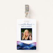 Badge Signature Script Agate Aquarelle Galaxy Salon ID (Devant avec clip)