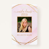 Badge Signature Script Blush Pink Aquarelle Or Cercle (Devant)