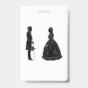 Badge silhouette d'abraham lincoln et de mary todd linco