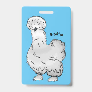 Badge Silkie chicken cartoon illustration