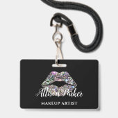 Badge Silver MAKEUP ARTIST Logo Kiss Nom (Avant avec lanière)