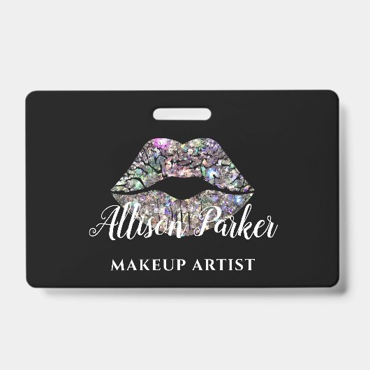 Badge Silver MAKEUP ARTIST Logo Kiss Nom (Avant)