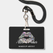 Badge Silver MAKEUP ARTIST Logo Kiss Nom (Arrière avec lanière)