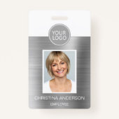 Badge Silver Metallic Nom de l'employé Logo Photo Entrep (Devant)