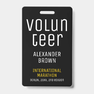 Badge Simple Bénévole d'événement Noir Scanner Code QR N