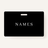 Badge Simple Black Custom Ajouter Votre Nom Élégant (Devant)