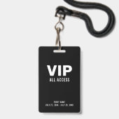 Badge Simple Black VIP All Access Pass ID d'événement Ba (Front with Lanyard)