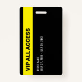 Badge Simple Black VIP All Access Pass ID d'événement Ba (Dos)