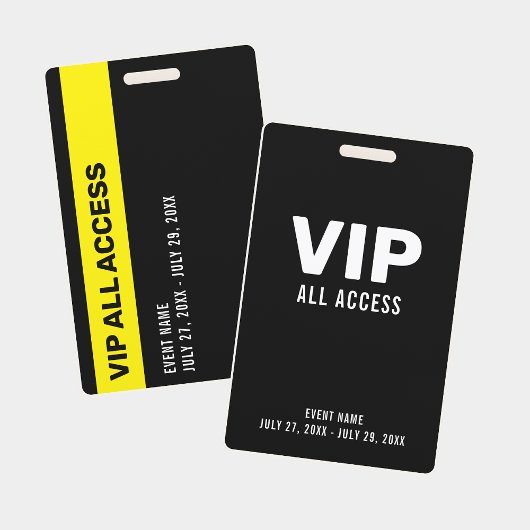 Badge Simple Black VIP All Access Pass ID d'événement Ba