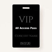 Badge Simple Black VIP All Access Pass Insigne de concer (Devant)