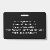 Badge Simple Black White Cross Outline Church (Arrière)