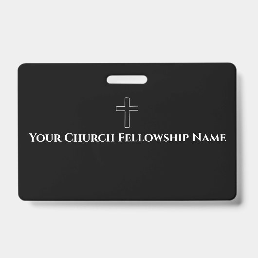 Badge Simple Black White Cross Outline Church (Avant)