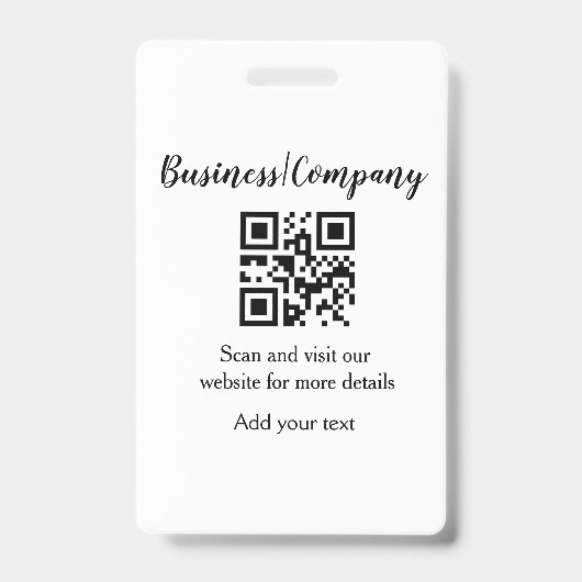 Badge Simple business company website barcode QR add nam (Front)