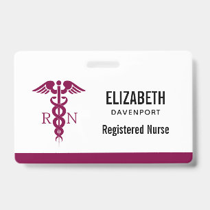Badge Simple Caducée d'infirmière diplômée Infirmière au