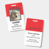 Badge Simple carte d'identité de chien d'assistance pers (Avant & arrière)