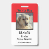 Badge Simple carte d'identité de chien d'assistance pers (Avant)