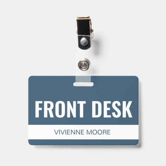 Badge Simple Carte d'identité de l'employé de la récepti (Avant avec clip)