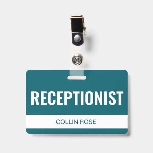 Badge Simple carte d'identité de réceptionniste d'hôtel (Avant avec clip)