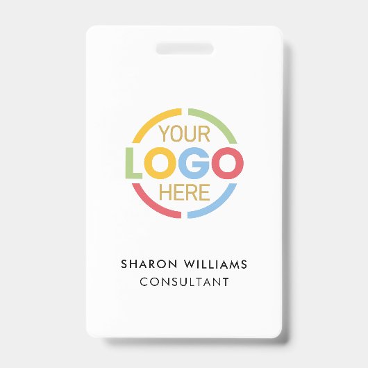 Badge Simple carte d'identité d'employé blanc avec logo (Avant)