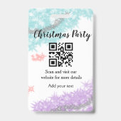 Badge Simple christmas party website barcode QR add name (Back)
