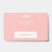 Badge Simple Code-Barres Logo ID de Photo d'Employé Rose (Arrière)