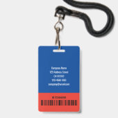 Badge Simple Code de Logo Photo Grande Rouge Bleu Foncé (Arrière avec lanière)