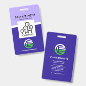 Badge Simple Creative Blue Column Modèle photo de sociét (Avant & arrière)