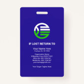 Badge Simple Creative Blue Column Modèle photo de sociét (Dos)