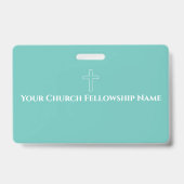 Badge Simple Croix Blanche de Teal Contour Église (Avant)