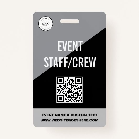 Badge Simple Custom Event Staff Crew QR CODE Logo (Devant)