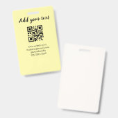 Badge simple custom QR code add your name text  Classic  (Avant & arrière)