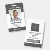 Badge simple et moderne d'ID photo de l'employé (Recto et verso)