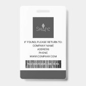 Badge simple et moderne d'ID photo de l'employé (Dos)