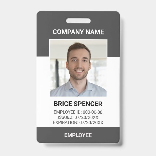 Badge simple et moderne d'ID photo de l'employé (Face)