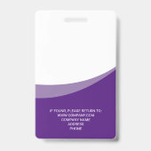 Badge simple et moderne d'ID photo de l'employé (Arrière)