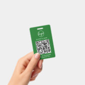 Badge Simple Green Code QR d'identification du personnel (Manuel / portable)
