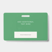 Badge Simple Green Employé Photo ID Logo Code-Barres (Arrière)