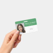 Badge Simple Green Photo d'employé ID Logo Code-barres  (Manuel / portable)