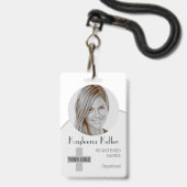 Badge Simple Grey Circle Photo Logo Code code à barres (Face avec cordon)