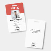 Badge Simple ID de photo de presse (Avant & arrière)